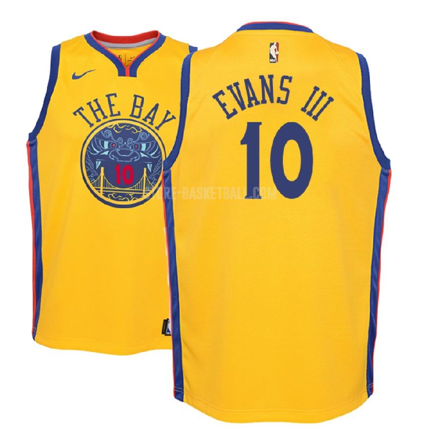 2018 nba draft golden state warriors jacob evans iii 10 yellow city edition youth replica jersey