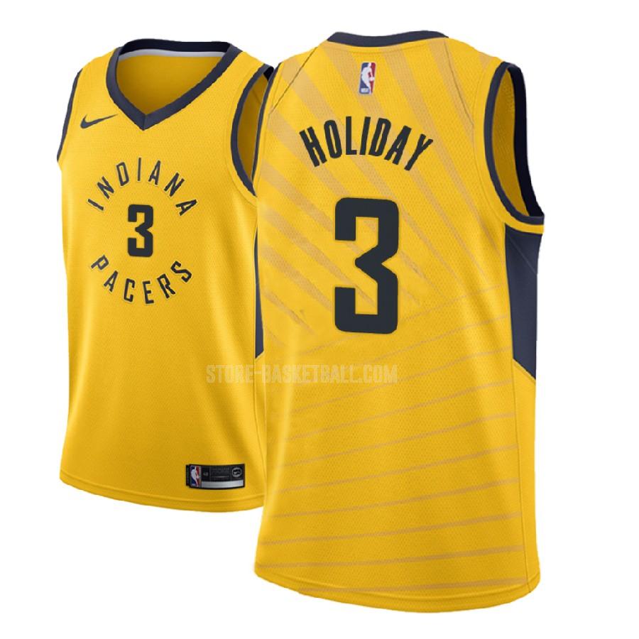 2018 nba draft indiana pacers aaron holiday 3 yellow statement men's replica jersey