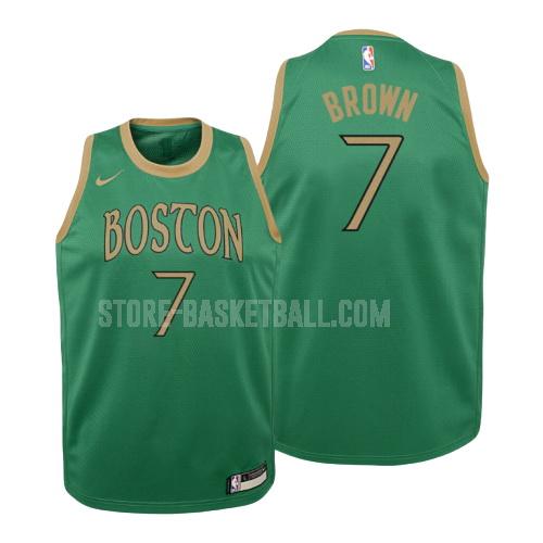 2019-20 boston celtics jaylen brown 7 green white number youth replica jersey