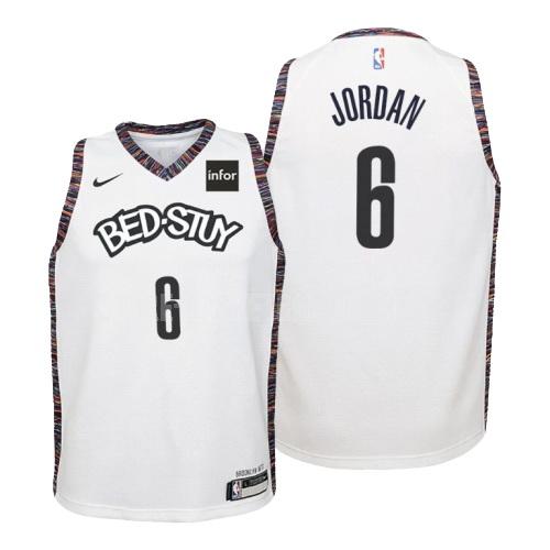 2019-20 brooklyn nets deandre jordan 6 white city edition youth replica jersey