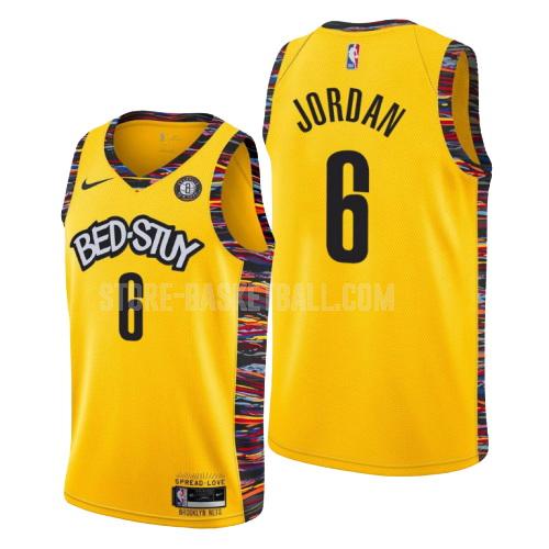 2019-20 brooklyn nets deandre jordan 6 yellow city edition men's replica jersey