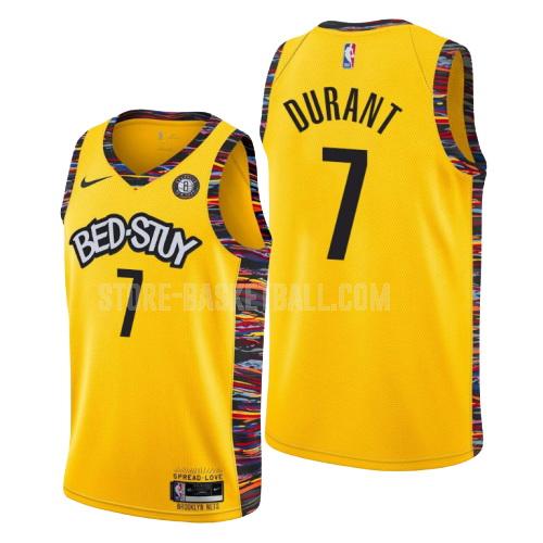 2019-20 brooklyn nets kevin durant 7 yellow city edition men's replica jersey