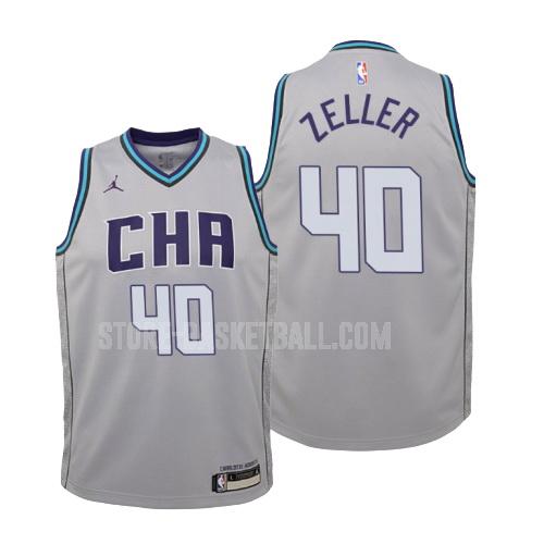 2019-20 charlotte hornets cody zeller 40 gray city edition youth replica jersey