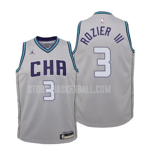 2019-20 charlotte hornets terry rozier 3 gray city edition youth replica jersey