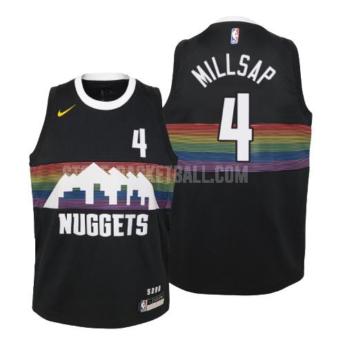 2019-20 denver nuggets paul millsap 4 black city edition youth replica jersey
