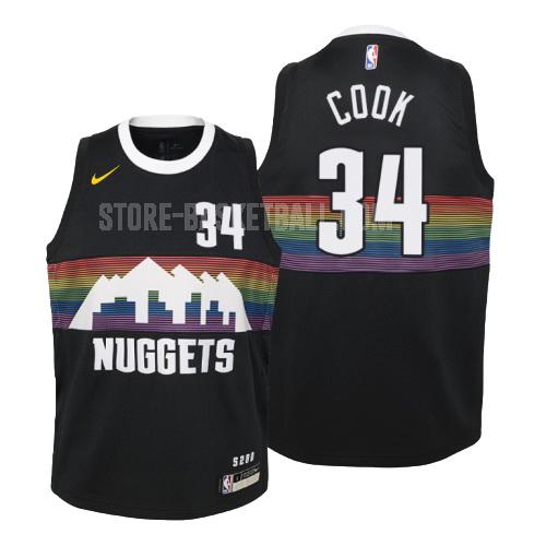 2019-20 denver nuggets tyler cook 34 black city edition youth replica jersey
