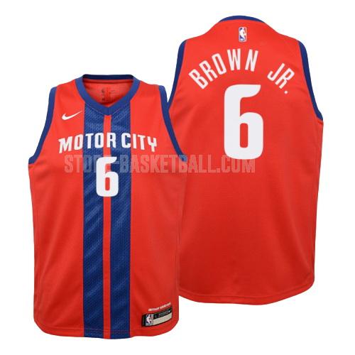 2019-20 detroit pistons bruce brown jr 6 red city edition youth replica jersey