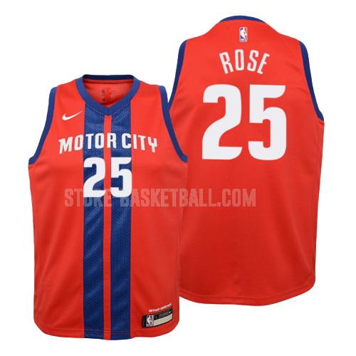 2019-20 detroit pistons derrick rose 25 red city edition youth replica jersey