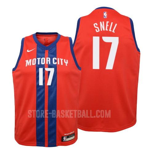 2019-20 detroit pistons tony snell 17 red city edition youth replica jersey