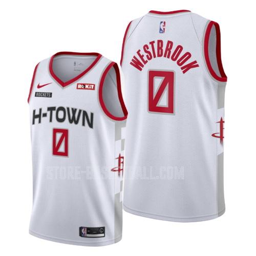 2019-20 houston rockets russell westbrook 0 white city edition men's replica jersey