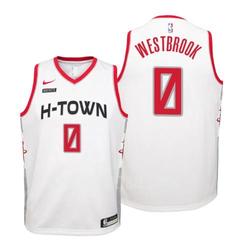 2019-20 houston rockets russell westbrook 0 white city edition youth replica jersey
