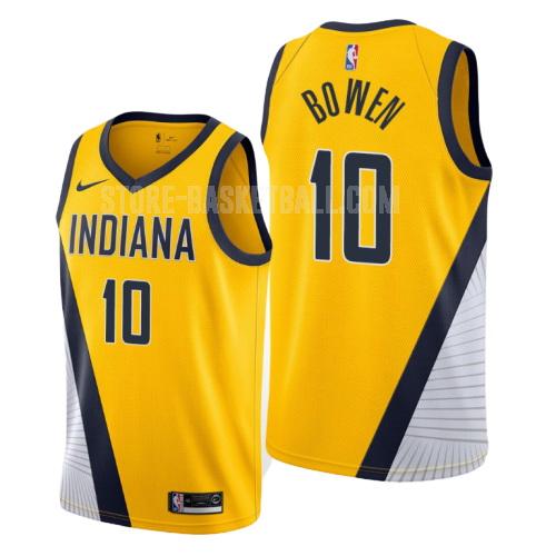 2019-20 indiana pacers brian bowen 10 yellow statement men's replica jersey