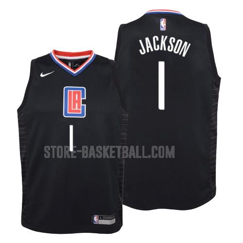 2019-20 los angeles clippers reggie jackson 1 black statement youth replica jersey