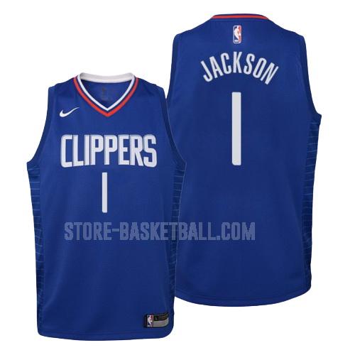 2019-20 los angeles clippers reggie jackson 1 blue icon youth replica jersey