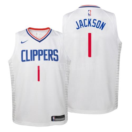 2019-20 los angeles clippers reggie jackson 1 white association youth replica jersey