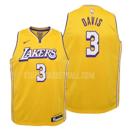 2019-20 los angeles lakers anthony davis 3 yellow city edition youth replica jersey