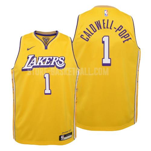2019-20 los angeles lakers kentavious caldwell-pope 1 yellow city edition youth replica jersey