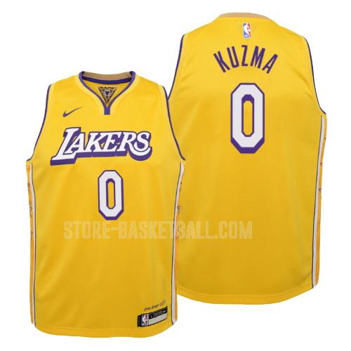 2019-20 los angeles lakers kyle kuzma 0 yellow city edition youth replica jersey