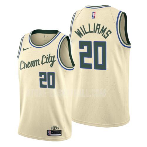 2019-20 milwaukee bucks marvin williams 20 cream color city edition men's replica jersey