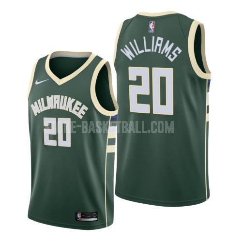 2019-20 milwaukee bucks marvin williams 20 green icon men's replica jersey