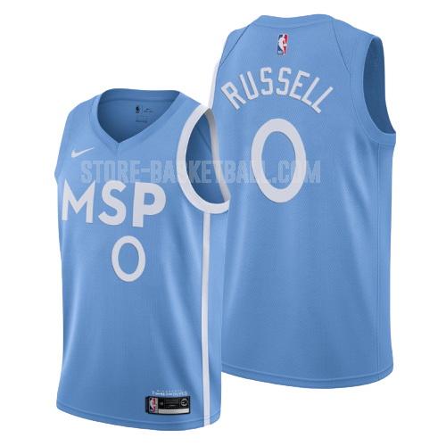 2019-20 minnesota timberwolves d'angelo russell 0 blue city edition men's replica jersey