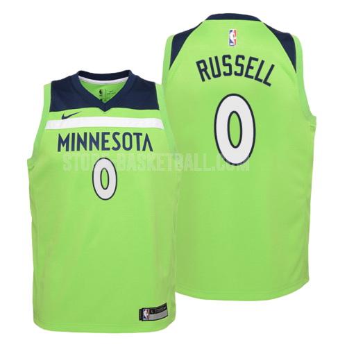 2019-20 minnesota timberwolves d'angelo russell 0 green statement youth replica jersey