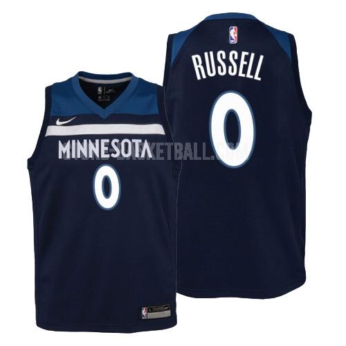 2019-20 minnesota timberwolves d'angelo russell 0 navy icon youth replica jersey