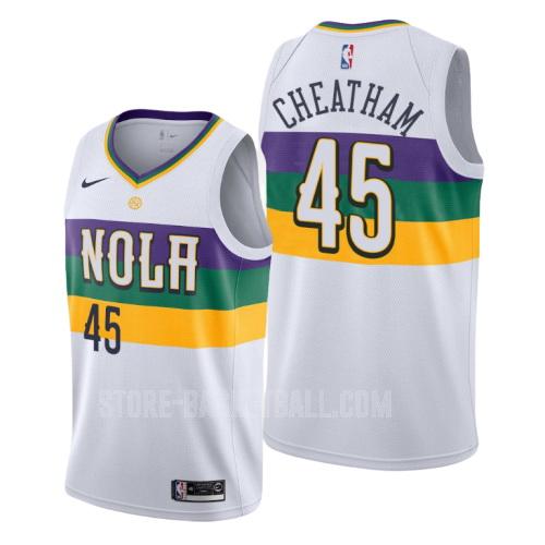 2019-20 new orleans pelicans zylan cheatham 45 white city edition men's replica jersey