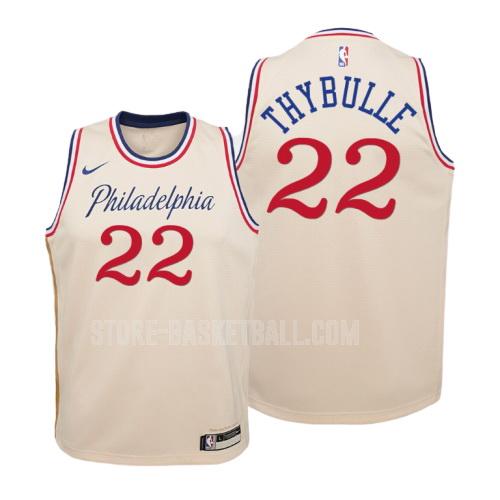 2019-20 philadelphia 76ers matisse thybulle 22 cream color city edition youth replica jersey