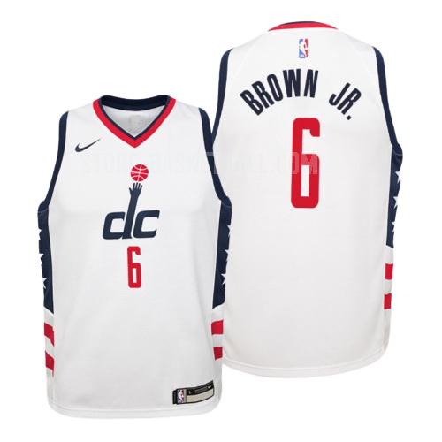 2019-20 washington wizards troy brown jr 6 white city edition youth replica jersey