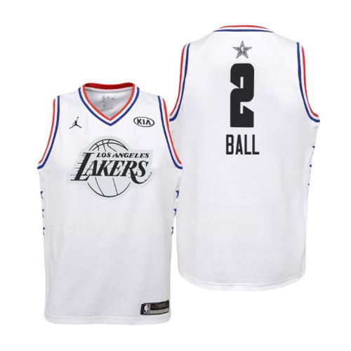 2019 los angeles lakers lonzo ball 2 white nba all-star youth replica jersey