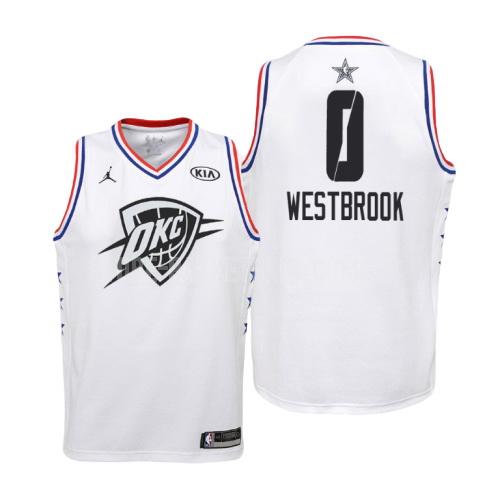 2019 oklahoma city thunder russell westbrook 0 white nba all-star youth replica jersey