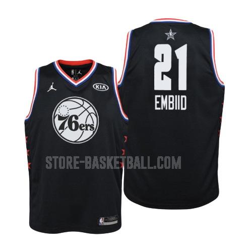 2019 philadelphia 76ers joel embiid 21 black nba all-star youth replica jersey