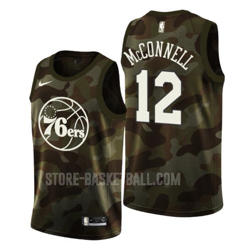 2019 philadelphia 76ers tj mcconnell 12 camo memorial day men's replica jersey