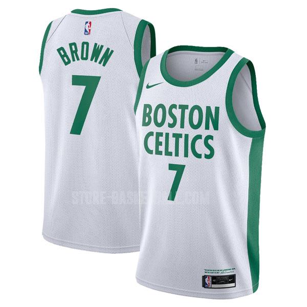 2020-21 boston celtics jaylen brown 7 white city edition men's replica jersey
