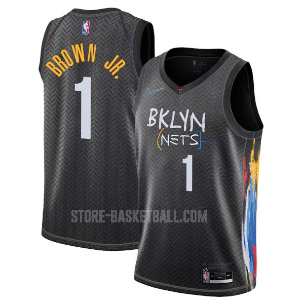 2020-21 brooklyn nets bruce brown jr 1 black city edition men's replica jersey