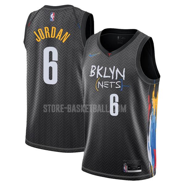 2020-21 brooklyn nets deandre jordan 6 black city edition men's replica jersey