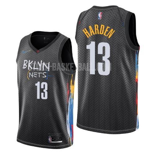 2020-21 brooklyn nets james harden 13 black city edition men's replica jersey