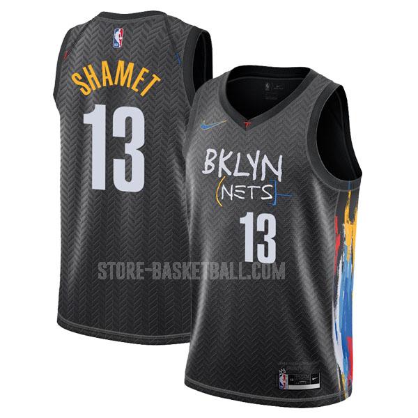 2020-21 brooklyn nets landry shamet 13 black city edition men's replica jersey