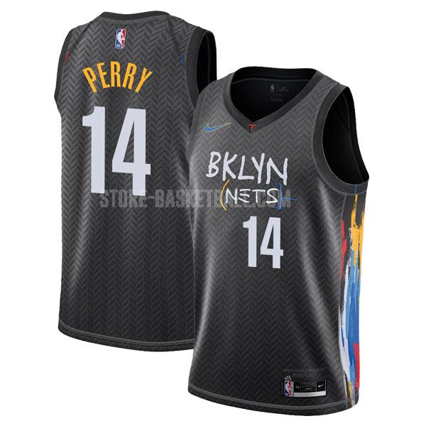 2020-21 brooklyn nets reggie perry 14 black city edition men's replica jersey