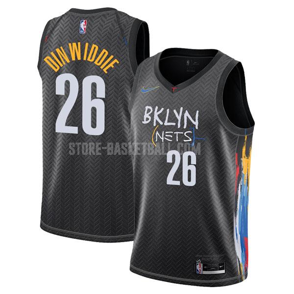 2020-21 brooklyn nets spencer dinwiddie 26 black city edition men's replica jersey
