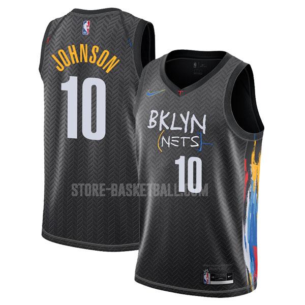 2020-21 brooklyn nets tyler johnson 10 black city edition men's replica jersey