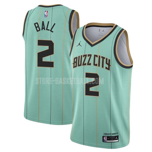 2020-21 charlotte hornets lamelo ball 2 green city edition men's replica jersey