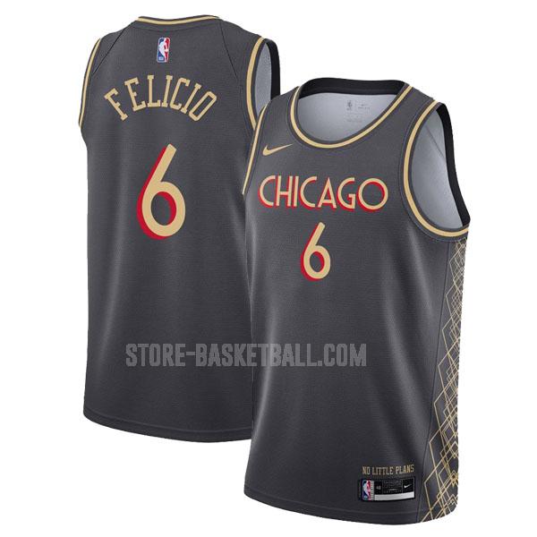 2020-21 chicago bulls cristiano felicio 6 black city edition men's replica jersey