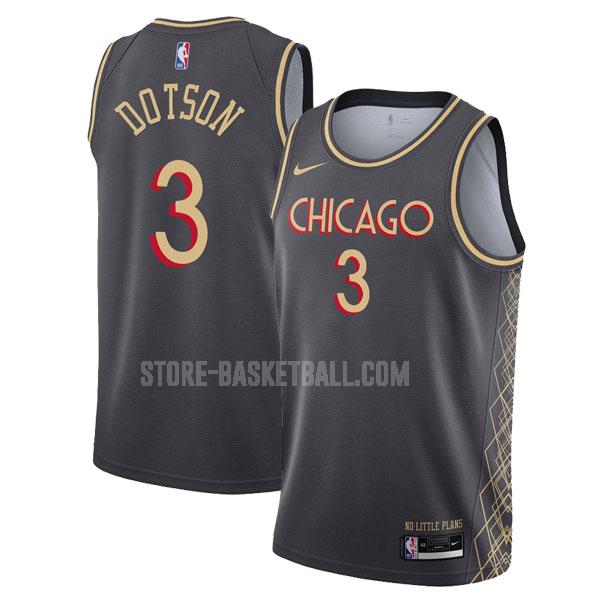 2020-21 chicago bulls devon dotson 3 black city edition men's replica jersey