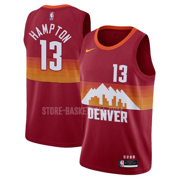 2020-21 denver nuggets r. j. hampton 13 red city edition men's replica jersey