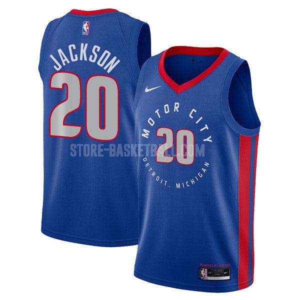 2020-21 detroit pistons josh jackson 20 blue city edition men's replica jersey