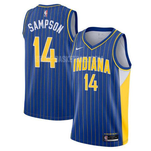 2020-21 indiana pacers jakarr sampson 14 blue city edition men's replica jersey