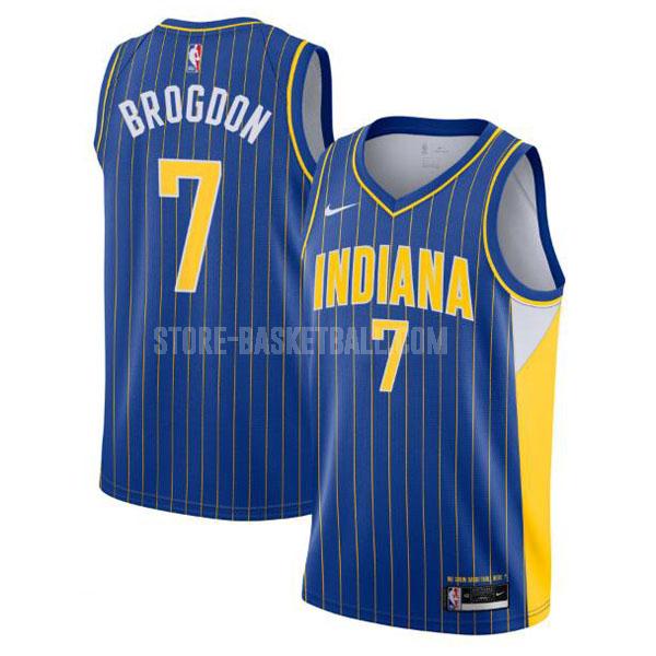 2020-21 indiana pacers malcolm brogdon 7 blue city edition men's replica jersey