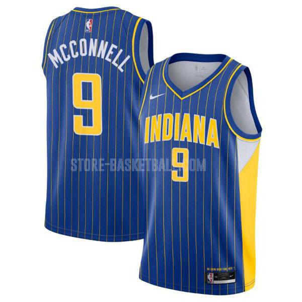 2020-21 indiana pacers tj mcconnell 9 blue city edition men's replica jersey